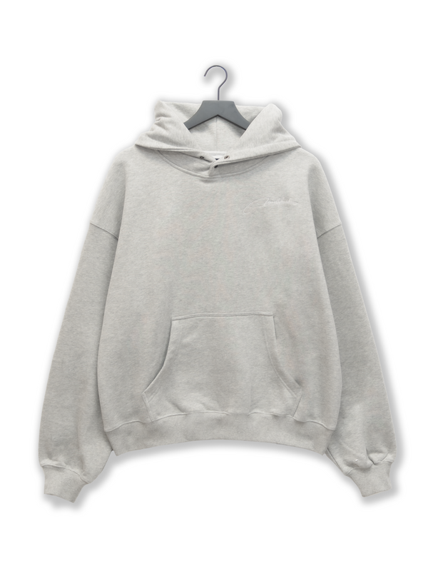 Signature Double Snap Boxy Hoodie - Cloud Grey