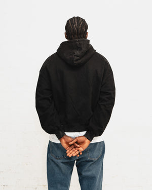 Signature Double Snap Boxy Hoodie - Light Wash Black